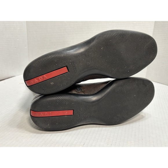 Prada Sport Linea Rossa Brown Leather Knee High Boots Womens 38 Made In Italy - Picture 10 of 14